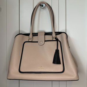 Leather Kate Spade Handbag Pink with Black Trim